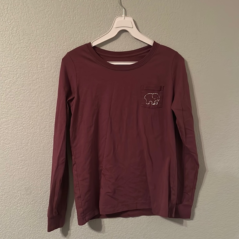 Maroon Ivory Ella long sleeve shirt in size small